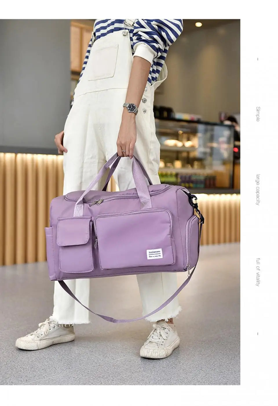 UNIXINU Sac de voyage à main de grande capacité pour week-end Sacs de sport de nuit avec compartiment à chaussures Sacs de sport et de fitness pour femmes