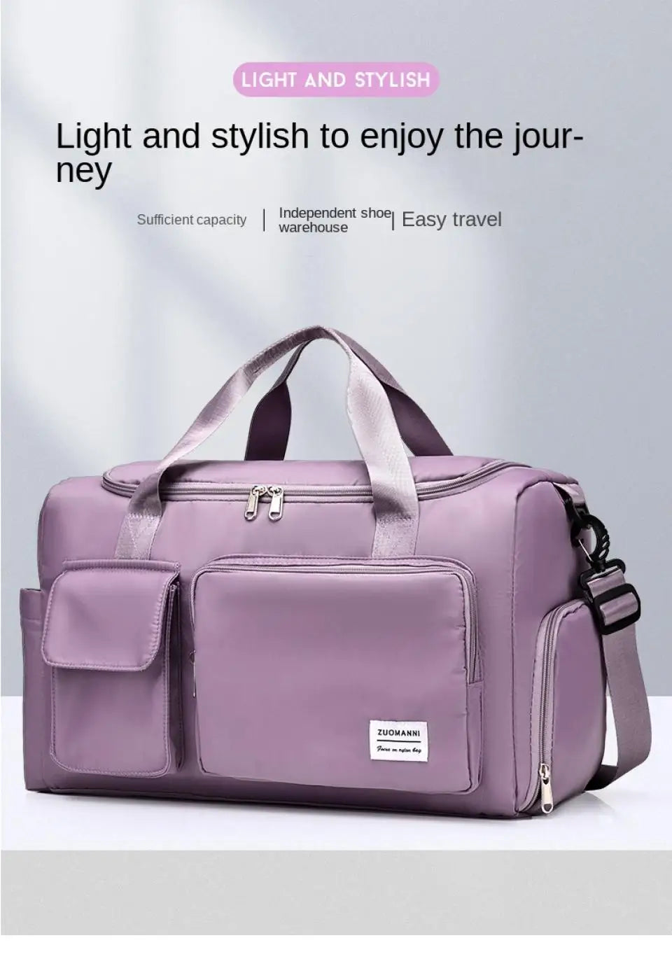 UNIXINU Sac de voyage à main de grande capacité pour week-end Sacs de sport de nuit avec compartiment à chaussures Sacs de sport et de fitness pour femmes
