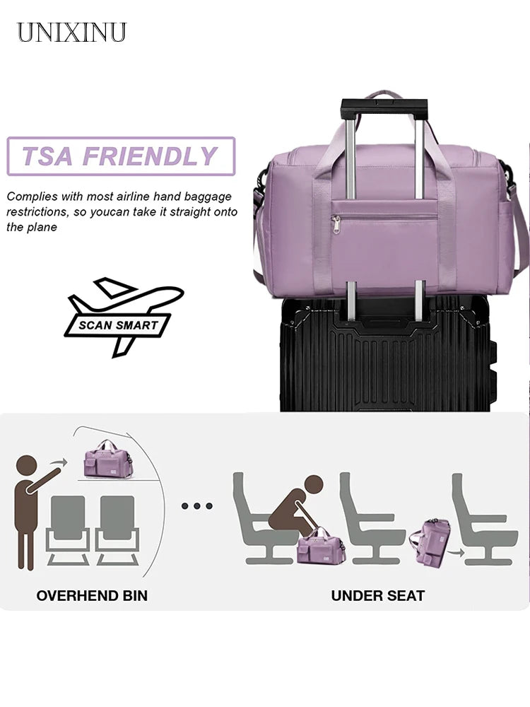 UNIXINU Sac de voyage à main de grande capacité pour week-end Sacs de sport de nuit avec compartiment à chaussures Sacs de sport et de fitness pour femmes