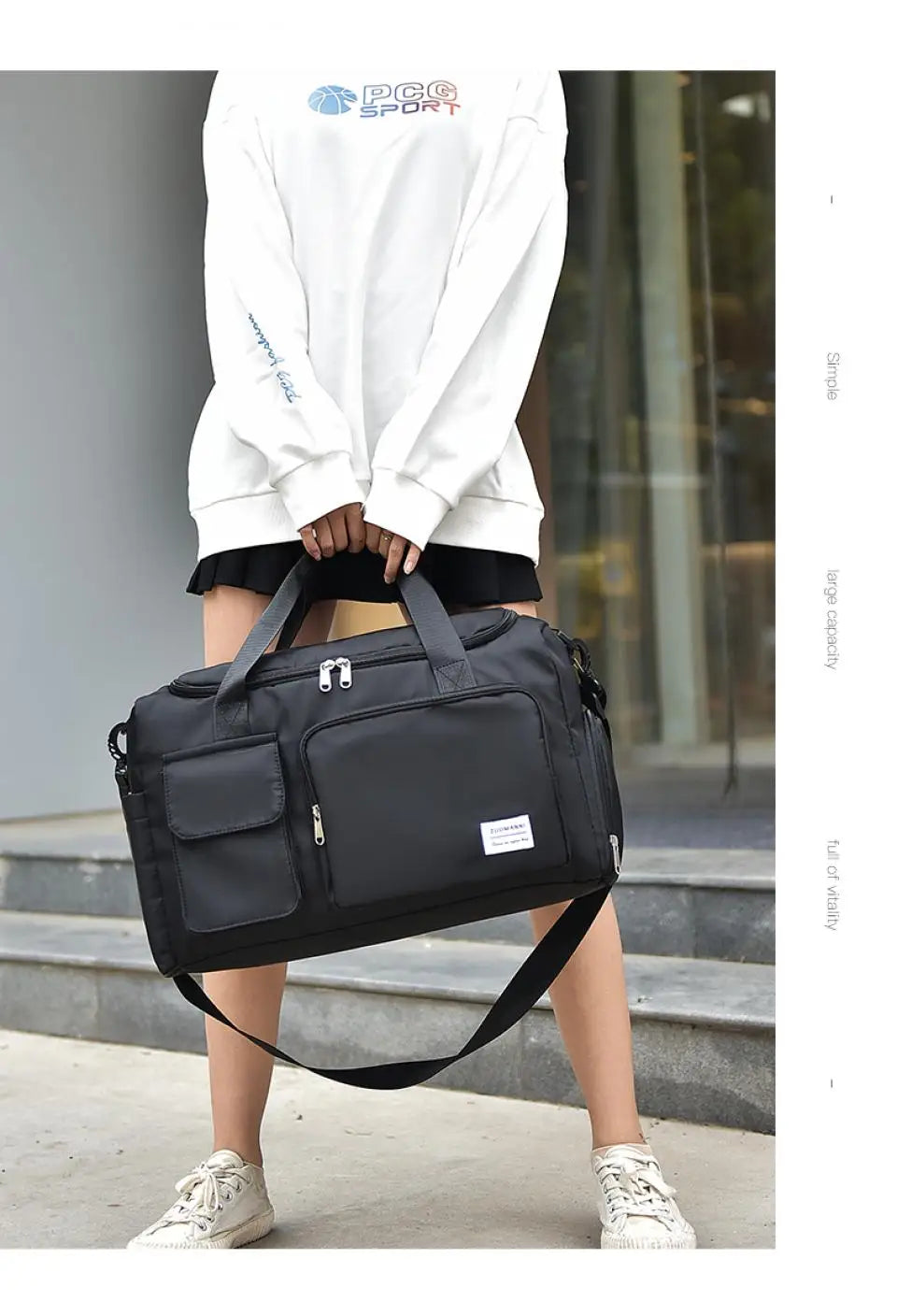 UNIXINU Sac de voyage à main de grande capacité pour week-end Sacs de sport de nuit avec compartiment à chaussures Sacs de sport et de fitness pour femmes